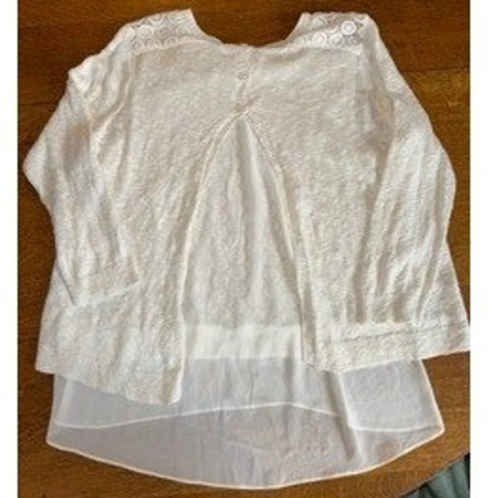 Lucky Brand Cream Lace Overlay Knit Sweater Women's - Picture 2 of 3